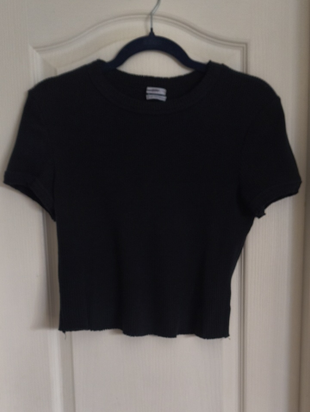 Urban Outfitters Black Ribbed Short Sleeve Crop Top